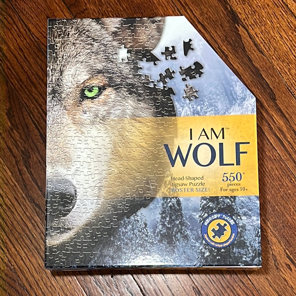NWB Madd Capp “I’m” Wolf Head-Shaped Jigsaw Puzzle 550 Pieces For Age 10+